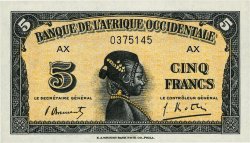 5 Francs FRENCH WEST AFRICA  1942 P.28b UNC