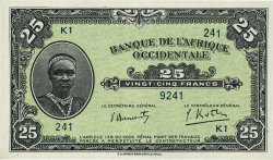 25 Francs FRENCH WEST AFRICA  1942 P.30b ST