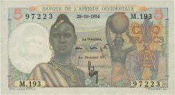 5 Francs FRENCH WEST AFRICA  1954 P.36 UNC-