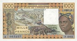 1000 Francs Fauté ESTADOS DEL OESTE AFRICANO  1981 P.107Ab FDC