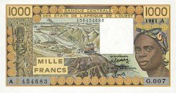 1000 Francs WEST AFRIKANISCHE STAATEN  1981 P.107Ac fST+