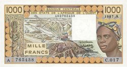 1000 Francs STATI AMERICANI AFRICANI  1987 P.107Ah q.AU