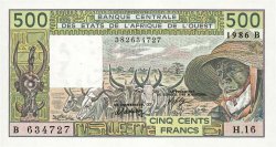500 Francs WEST AFRICAN STATES  1986 P.206Bj AU