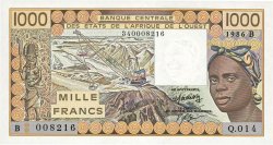 1000 Francs WEST AFRICAN STATES  1986 P.207Bf UNC-