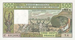 500 Francs Numéro spécial ESTADOS DEL OESTE AFRICANO  1983 P.306Cf SC+