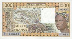 1000 Francs WEST AFRIKANISCHE STAATEN  1988 P.307Ca VZ+