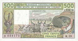 500 Francs WEST AFRICAN STATES  1988 P.405Da UNC