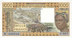 1000 Francs WEST AFRIKANISCHE STAATEN  1981 P.406Dc fST+