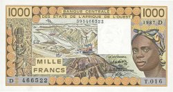 1000 Francs STATI AMERICANI AFRICANI  1987 P.406Dh FDC