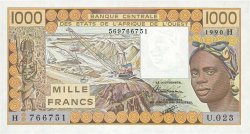 1000 Francs STATI AMERICANI AFRICANI  1990 P.607Hj q.FDC