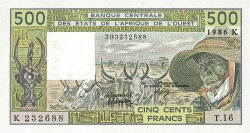 500 Francs WEST AFRICAN STATES  1986 P.706Ki UNC-