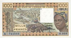 1000 Francs WEST AFRIKANISCHE STAATEN  1984 P.707Kd ST