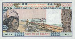 5000 Francs STATI AMERICANI AFRICANI  1992 P.708Ko AU+