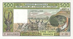 500 Francs STATI AMERICANI AFRICANI  1987 P.806Tj FDC