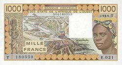 1000 Francs ESTADOS DEL OESTE AFRICANO  1989 P.807Ti SC