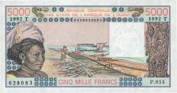5000 Francs WEST AFRICAN STATES  1992 P.808Tm AU