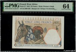 25 Francs FRENCH WEST AFRICA  1942 P.27 q.FDC