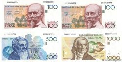 100, 500 et 10000 Francs Lot BELGIQUE  1978 P.140a et P.142a au P.144a