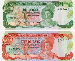 1 et 5 Dollars Lot BELIZE  1986 P.46b et P.47b pr.NEUF