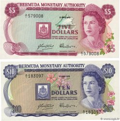 5 et 10 Dollars Lot BERMUDA  1978 P.29a et P.30a UNC