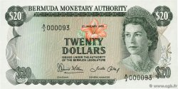 20 Dollars Petit numéro BERMUDA  1986 P.31d UNC-