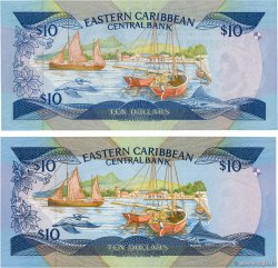 10 Dollars Lot EAST CARIBBEAN STATES  1985 P.23a1 et 2 UNC-
