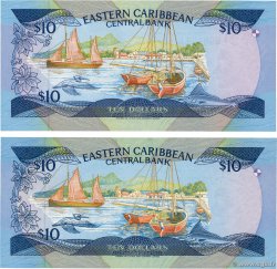 10 Dollars Lot EAST CARIBBEAN STATES  1985 P.23k1 et 2 UNC