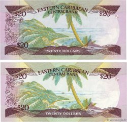 20 Dollars Lot EAST CARIBBEAN STATES  1985 P.24a1 et 2 FDC
