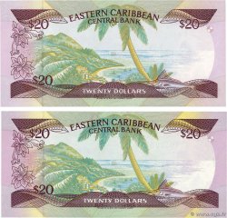 20 Dollars Lot EAST CARIBBEAN STATES  1985 P.24m1 et 2 FDC