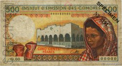 500 Francs Spécimen COMORAS  1976 P.07as BC