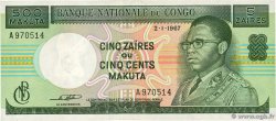 5 Zaïres - 500 Makuta CONGO, DEMOCRATIQUE REPUBLIC  1967 P.013a UNC-