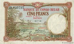 5 Francs CONGO BELGA Matadi 1926 P.08c BB