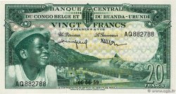 20 Francs CONGO BELGA  1959 P.31 FDC