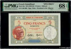 5 Francs Spécimen YIBUTI  1936 P.06bs FDC