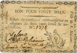 20 Sols FRANCE regionalism and miscellaneous Saint-Maixent 1791 Kc.79- VF