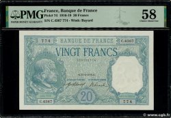 20 Francs BAYARD FRANCE  1918 F.11.03 AU
