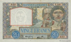20 Francs TRAVAIL ET SCIENCE FRANKREICH  1939 F.12.01 fVZ