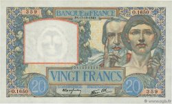 20 Francs TRAVAIL ET SCIENCE FRANCE  1940 F.12.09 XF-
