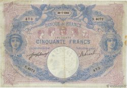 50 Francs BLEU ET ROSE FRANKREICH  1911 F.14.24 S