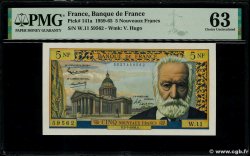 5 Nouveaux Francs VICTOR HUGO FRANCE  1959 F.56.02 UNC-
