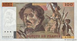 100 Francs DELACROIX imprimé en continu Grand numéro FRANCE  1990 F.69bis.02aA149 UNC-