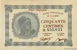50 Centimes MINES DOMANIALES DE LA SARRE FRANCE  1920 VF.50.02 XF