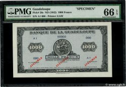 1000 Francs Karukera petit format Spécimen GUADELOUPE  1942 P.26As ST