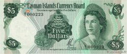 5 Dollars Petit numéro CAYMAN ISLANDS  1972 P.02a UNC