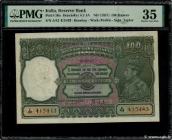 100 Rupees INDE Bombay 1937 P.020a pr.NEUF