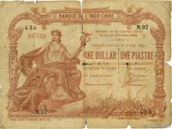 1 Dollar - 1 Piastre marron INDOCINA FRANCESE Saïgon 1891 P.027 q.B