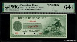 50 Piastres Spécimen FRENCH INDOCHINA  1945 P.077s UNC-