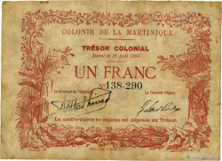 1 Franc MARTINIQUE  1884 P.02 TB+