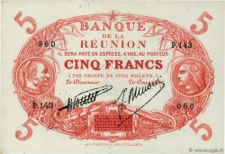 5 Francs Cabasson rouge REUNION INSEL  1938 P.14 fST
