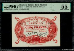 5 Francs Cabasson rouge REUNION INSEL  1938 P.14 fST